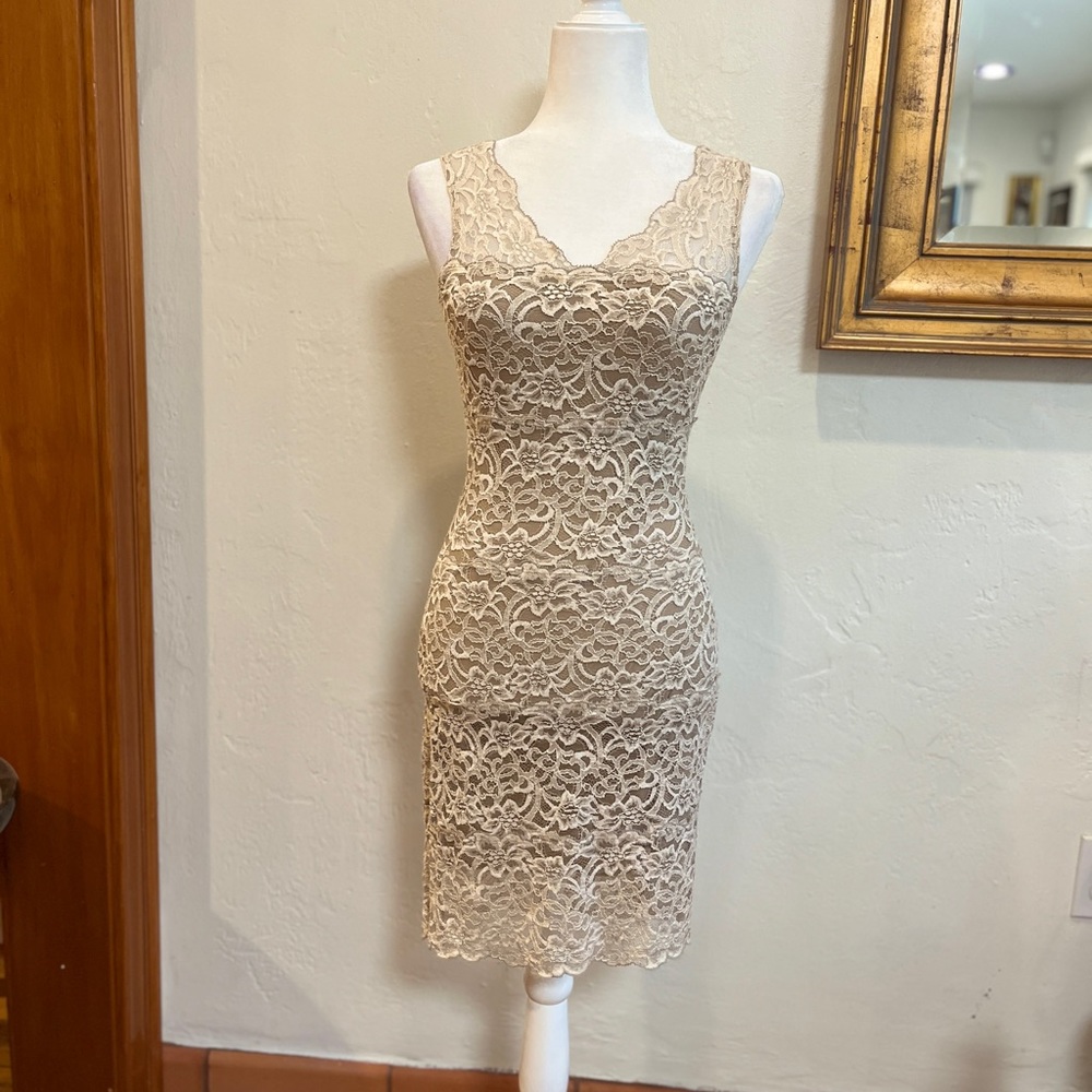 White House/Black Market Beige lace dress